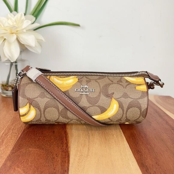 NWT Coach Nolita Barrel Bag In Signature Canvas With Banana Print - Picture 7 of 7